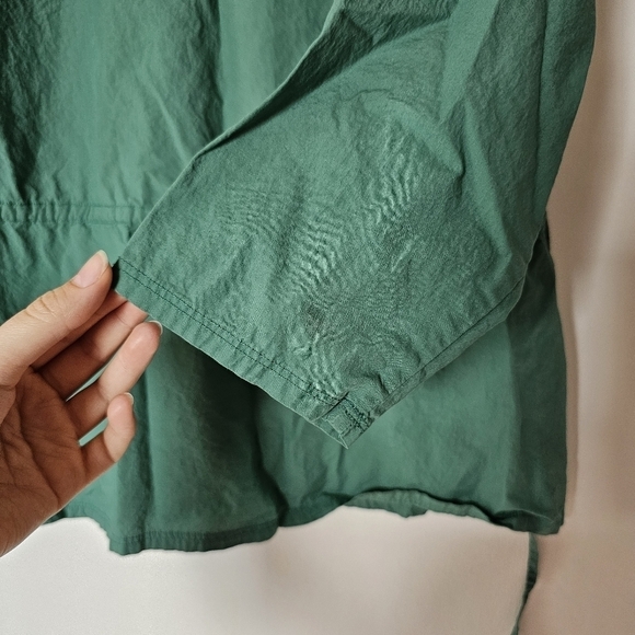 GAP cotton green oversized light quarter sleeve poplin peplum top Size XS - Picture 6 of 8